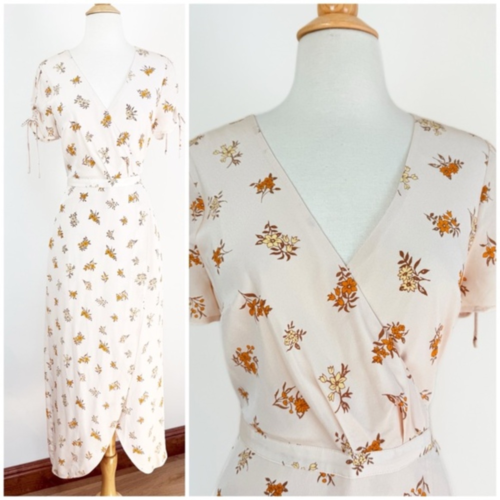 Madewell Cream and Yellow Floral Midi Dress